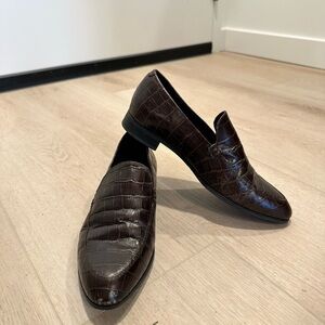 Vagabond Dark Brown Croc-Embossed female Loafers